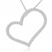 1.53 ct Round Cut Diamond Heart Shape Pendant Necklace (G Color SI-1 Clarity) in 14 kt White Gold